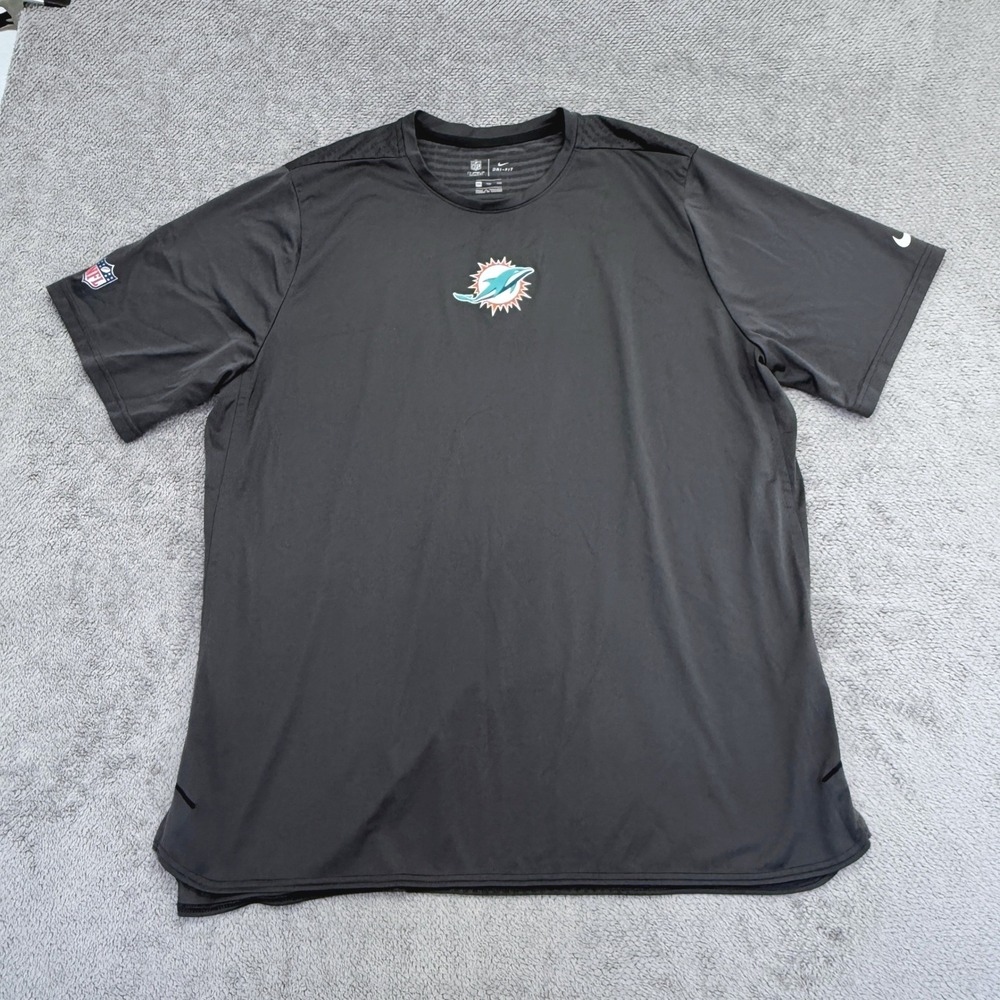 Nike Miami Dolphins T-Shirt Mens 2XL Gray NFL Dri-Fit Training AO3604-060